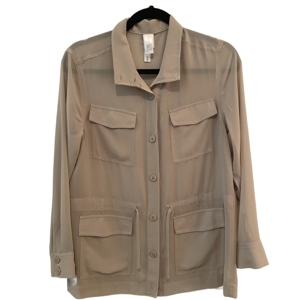MarlaWynne Wynne Layers Chiffon Safari Jacket Linen Size Small New